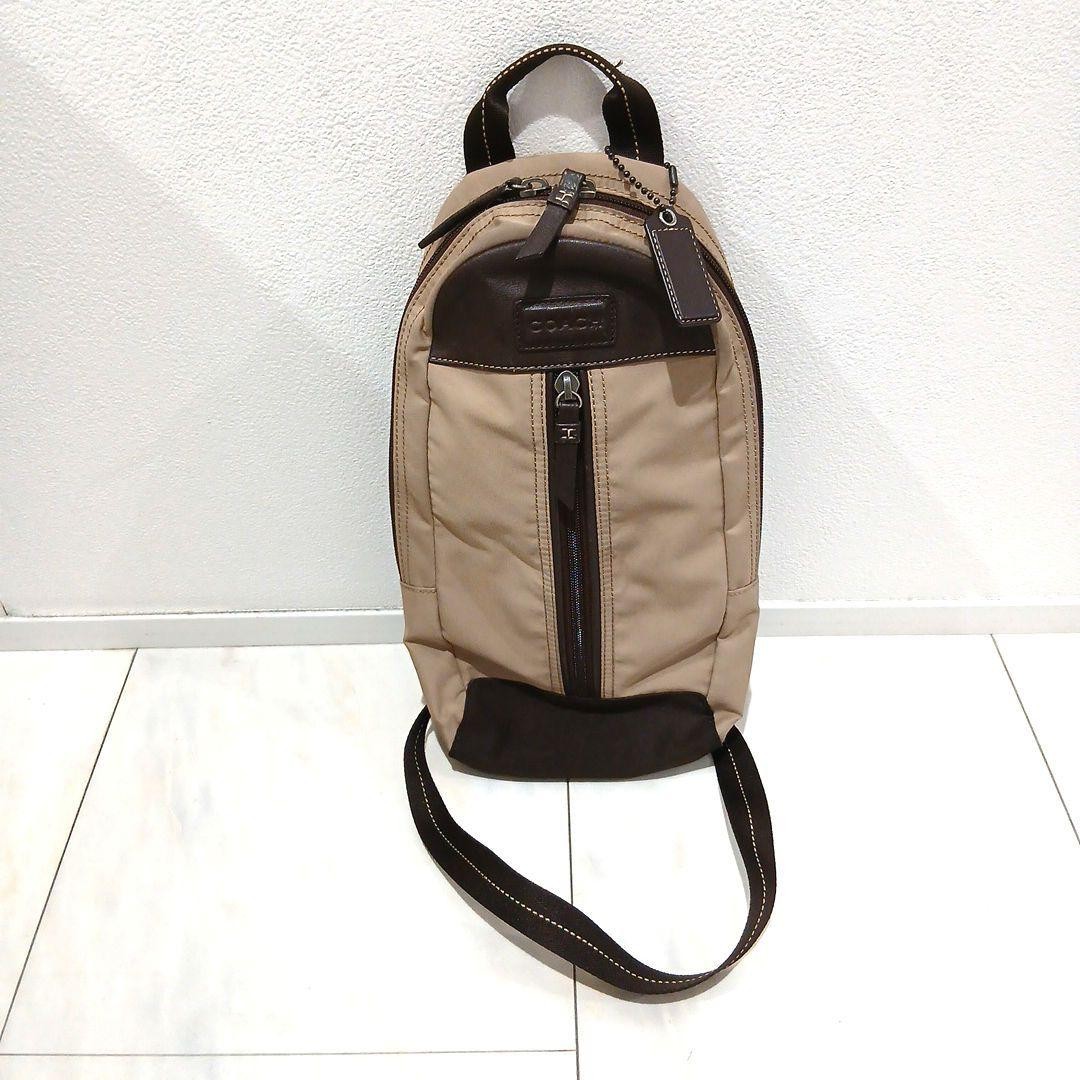 COACH Black Leather Body Bag with Adjustable Shoulder Strap F70692