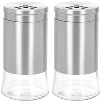 Salz Und Pfefferstreuer Edelstahl Glas 2Er Set Verstellbarer Verschluss