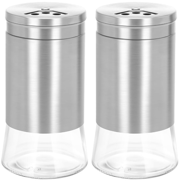 Salz Und Pfefferstreuer Edelstahl Glas 2Er Set Verstellbarer Verschluss-image
