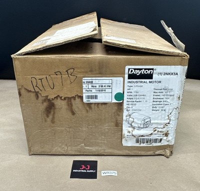 Dayton Industrial Motor 2NKX3A 3Ph 208-230/460V 1760RPM 3.2-3.1/1.6A CW/CCW Rot