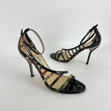 Jimmy Choo | Auth Delta Vuka Black Patent Leather Snake Mulitcolor Heels (36.5)
