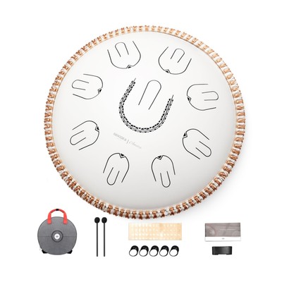 MOOZICA Steel Tongue Drum, 14'' Portable Amara Scale Handpan With Octave Overt...