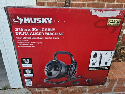 #ad Husky 5 16 in X 50 ft Cable Drum Machine Auger For Drain Cleaning 1012906603 $89.99