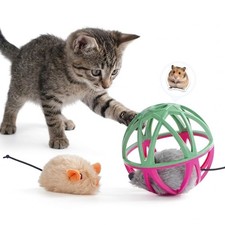 Cat Toys for Indoor Cats - Interactive Cage Cat with Realistic Mice Sounds ...