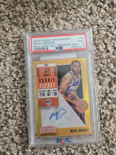 Mikal Bridges [Ball Low Autograph Premium Gold] #144 2018 Panini Contenders card