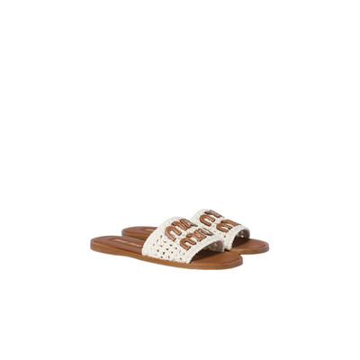 MIU MIU $1120 Ivory Crochet/Leather Slides New & Authentic | eBay