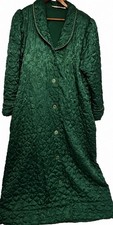 Vintage Christian Dior Green Quilted Floral Brocade Robe Housecoat No Size