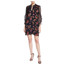 Alice + Olivia Julius Floral Ruffle-Sleeve Mini Shift Dress. Size S