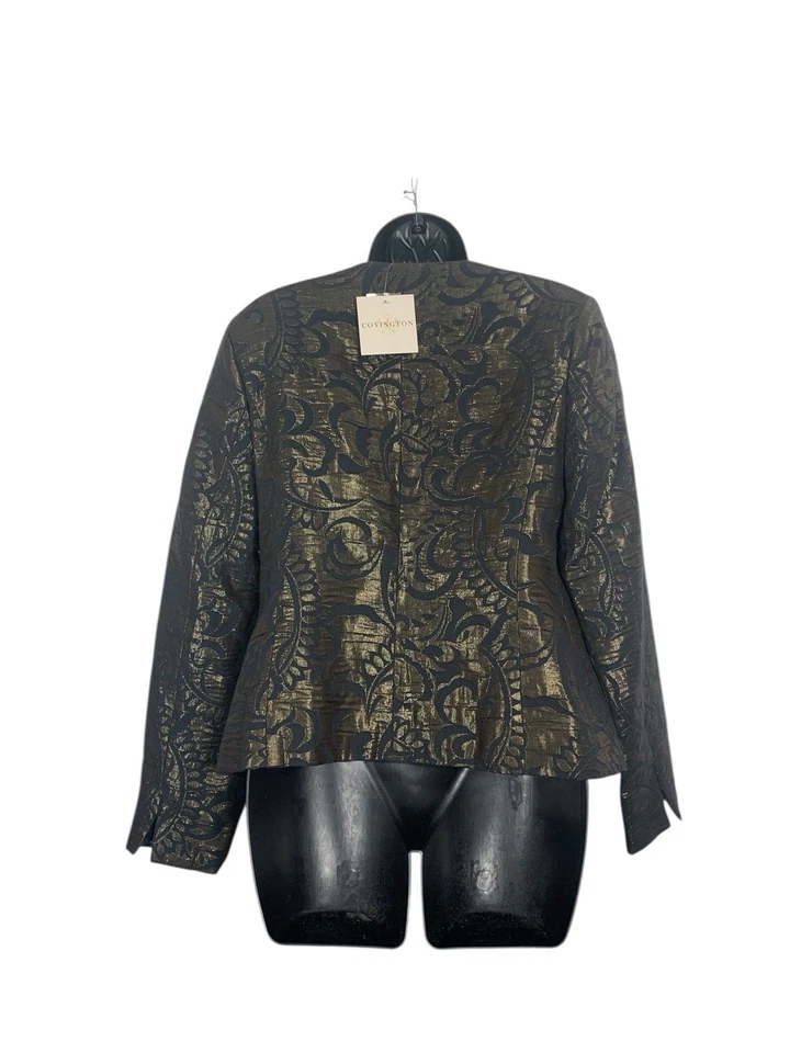 Jaqueta Metálica Preta e Dourada Tamanho Médio Noite Vintage Jacquard Nova - Imagem 2 de 4