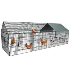 Chicken Coop, Chicken Run Pen for Yard with Cover Outdoor Metal Portable Chic...
