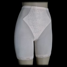 Vintage 60s OLGA Long Leg GIRDLE Panty NYLON Shaper TIGHT Shimmery Beige M