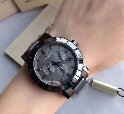 BURBERRY MENS WATCH BU9381 STAINLESS STEEL GREY STRAP WITH GREY