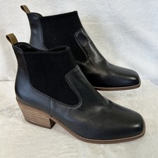 Crown Vintage Womens Bootie Size 8 Black Leather Giancita Ankle Boots Wool Blend