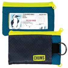 Chums Surfshorts Wallet - Lightweight Slim 4.5" x 3", Dark Grey/Neon