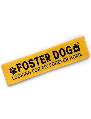 Yellow Foster Dog Leash Wrap & Funny Adopt Me Sleeve Service ID Patch Tag #1