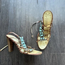 Vintage Roberto Cavalli Turquoise Brown Heels