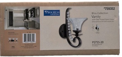 Progress Lighting antique Bronze Vanity Light Sconce Fluted Glass 60w [F1]