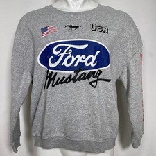 Ford Mustang USA Flag Gray Logo Sweatshirt Men's XXL