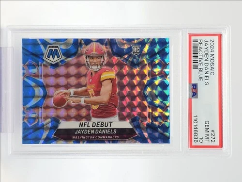 JAYDEN DANIELS 2024 MOSAIC ROOKIE NFL DEBUT REACTIVE BLUE GEM RC PSA 10 Q2167