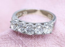 Vintage Cubic Zirconia Sterling Silver Ring - Size 5.75