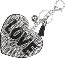 Rhinestone Keychains for Women, Cute Bling Heart LOVE Keychain Accessories Purse