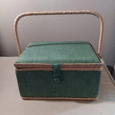 Vintage Sewing Basket Box w/ Handle