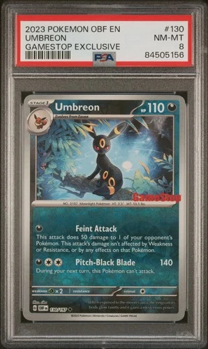 Umbreon [GameStop] #130 Pokemon Obsidian Flames PSA 8