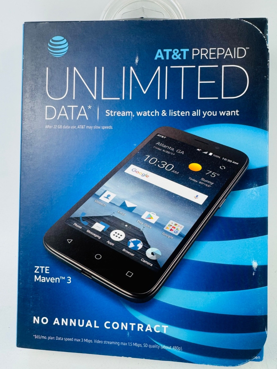 AT&T PREPAID MAVEN 3 Z835 8GB ANDROID, BLACK, NEW/SEALED