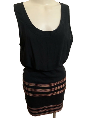 Paradisco Dress Black Rose Gold Scoop Neck Mini Sleeveless Cocktail Evening Work