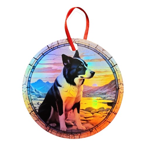 Lapponian Herder Sitting Design Holographic Dog Ornament #1 - Picture 2 of 5
