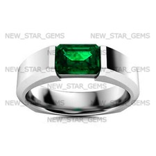 Green Beryl Emerald Men’s Gemstone Ring Sterling Silver Ring All Size Available