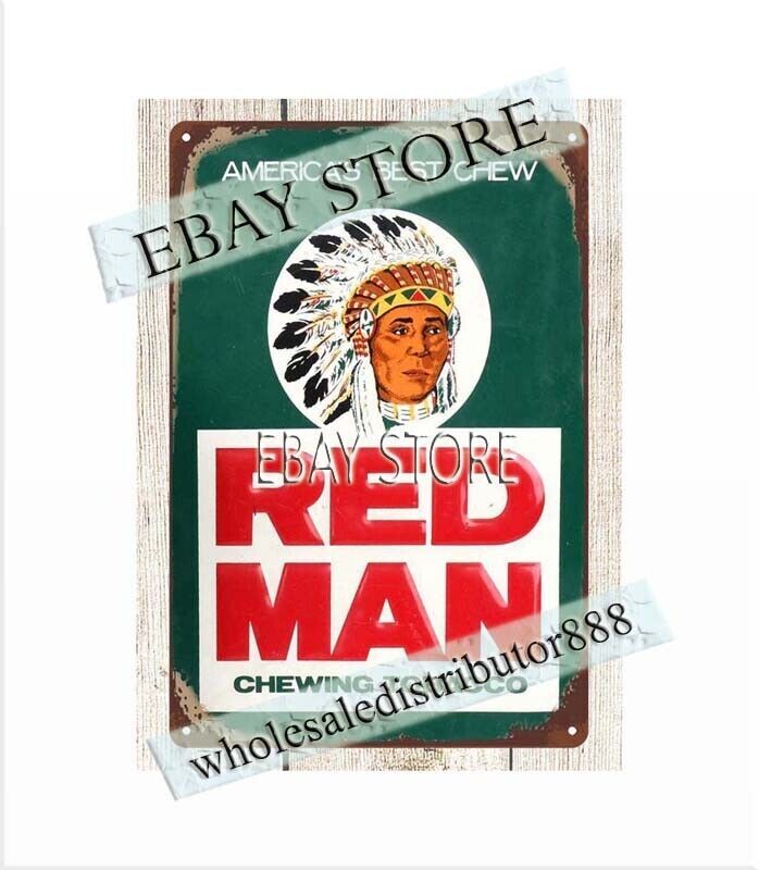red man chewing tobacco tin sign Chew Framed Cardboard Trolley - Discover Studebaker's Vintage Treasures Red man chewing tobacco sign