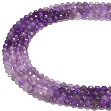 Natural Gradient Amethyst Faceted Round Beads Size 4mm 15.5'' Strand (4mm)