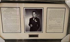 HUMPHREY BOGART SIGNED CONTRACT DURING SIERRA MADRE & KEY LARGO FRAMED PSA JSA