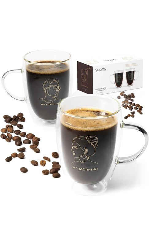 Happy Hearts Mr & Mrs Morning Coffee Mugs