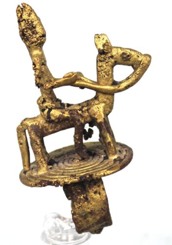 Art Afrikanisch - Antik Ring Reiter aus Bronze der Dogon - Mit Sockel - 8,7 CMS - Bild 1 von 10