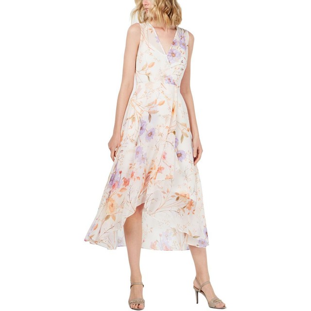 calvin klein floral print high low dress