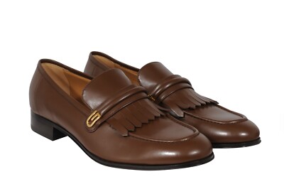 Gucci Men\'s Mirrored G 8.5/ US 9 Fringed Loafer Brown Italian Leather Shoe NIB Gucci Men main image 2