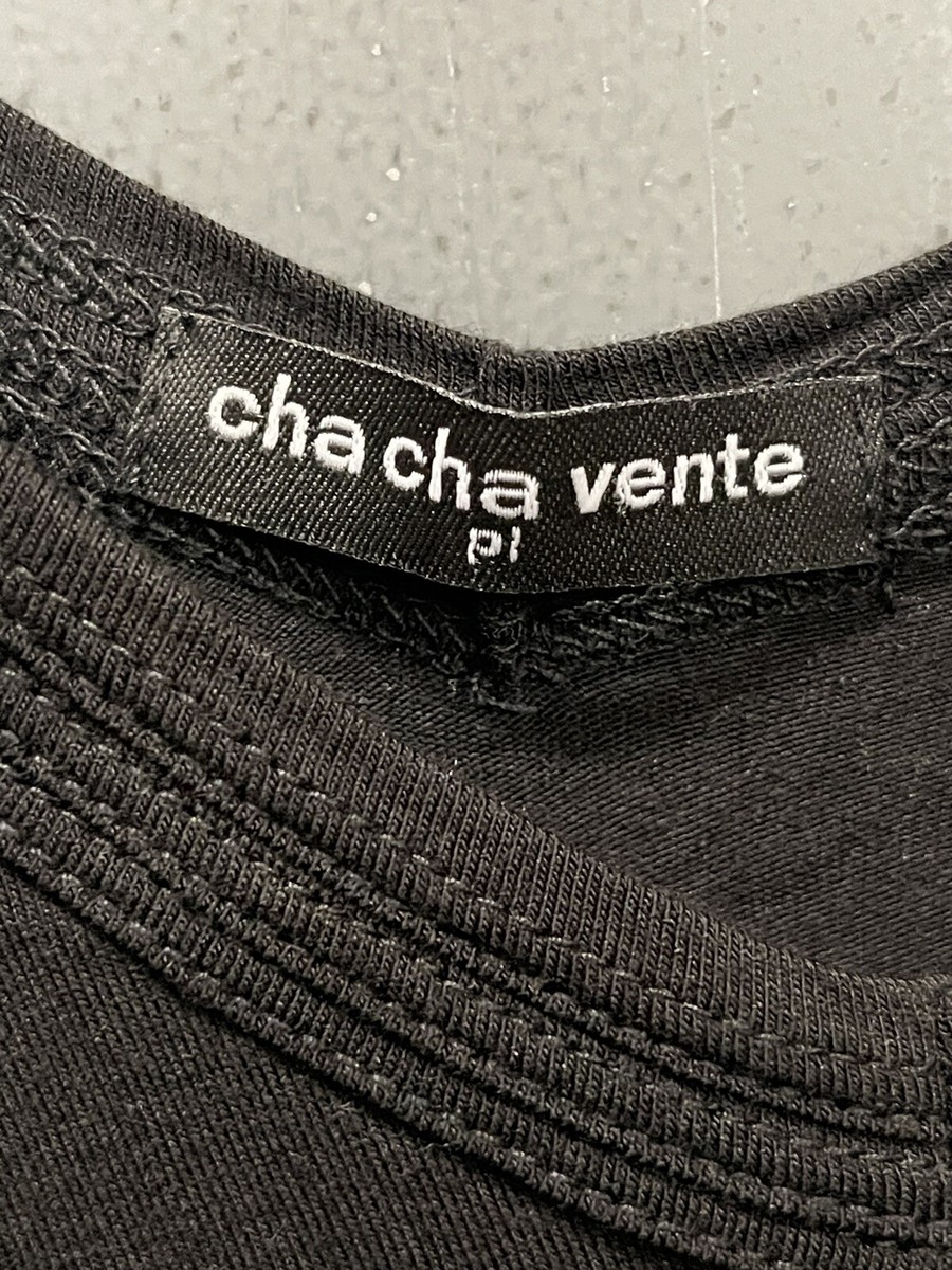 Cha Cha Vente Women's Black Sheer Sleeve Top Short Sleeve Shirt Sz