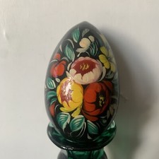 Vintage 3  Russian Hand Painted Lacquer Wooden Egg Beautiful Collectible