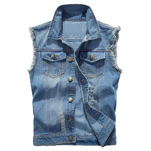 Herren Jeansweste Herbst Frühling Ärmellose Jacke Freizeit Denim Weste Cowboy - Bild 4 von 18