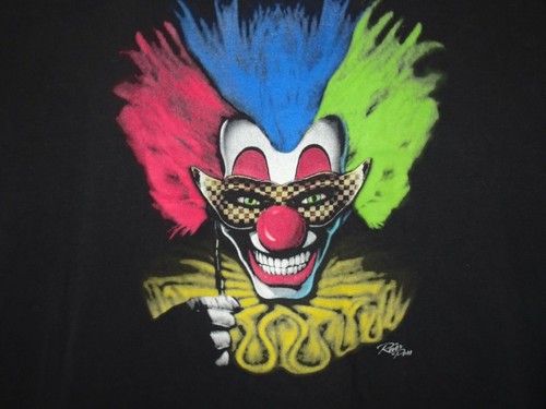 Scary Clown Airbrushed Art Rever Pass Spirit T Shirt XL Black - Picture 2 of 7