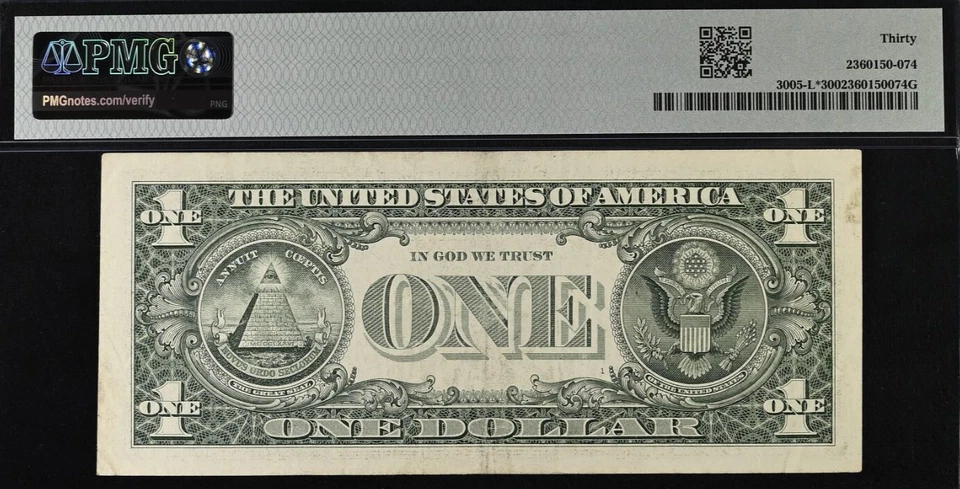 2017A $ Federal Reserve Note PMG 30 - Fancy Star Serial Number 00661166* - Image 3 of 3