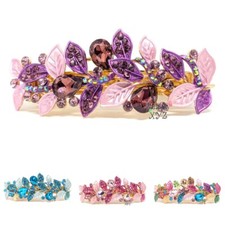 woman barrette crystal rhinestones metal leaf hair claw clips bridal Barrette