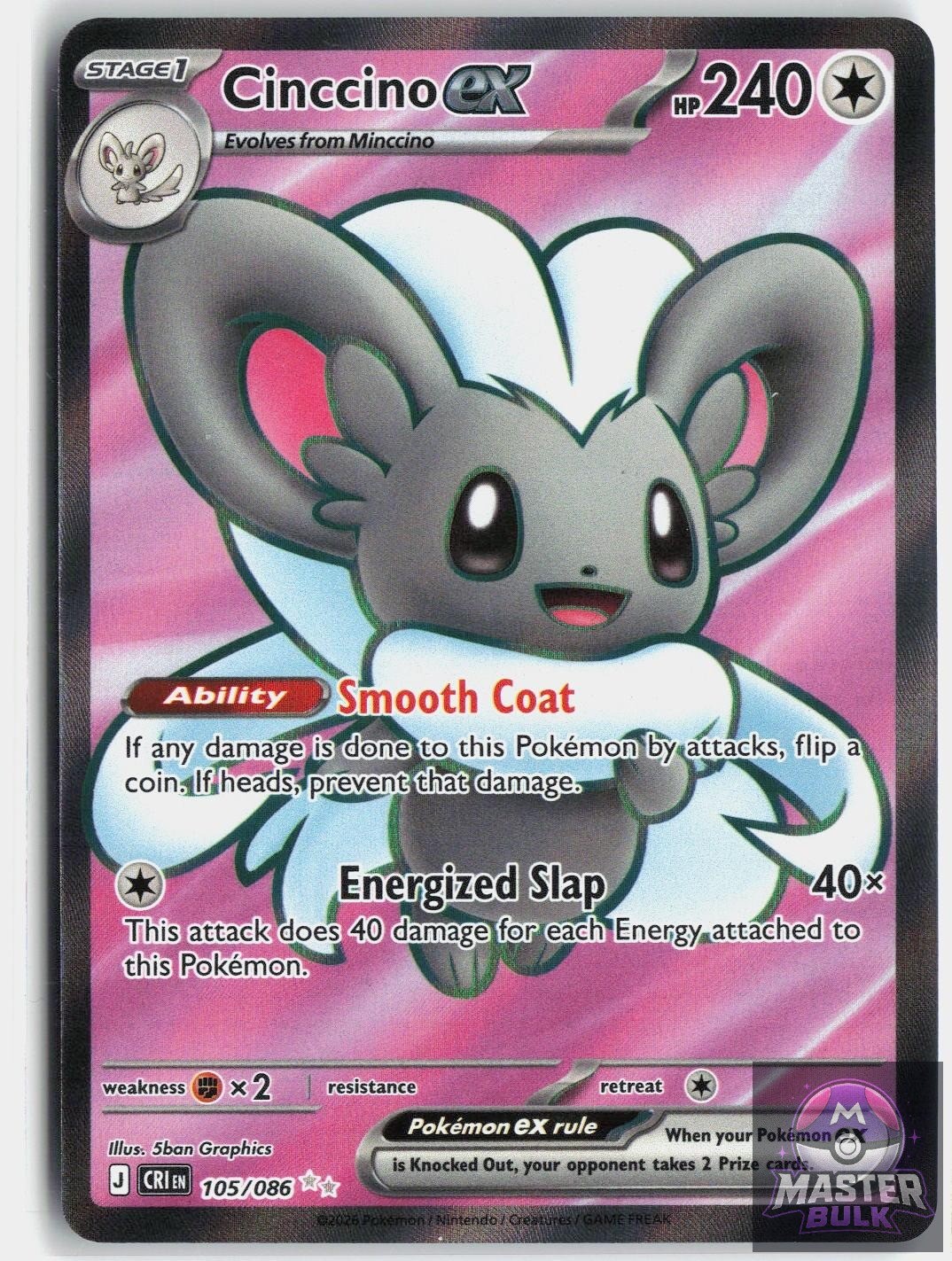 Cinccino ex 105/086 Ultra Rare Chaos Rising Pokemon Holo Near Mint