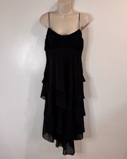 Vintage 90s Y2K Dress Black M Whimsigoth Witchy Fairy Layered Asymmetrical