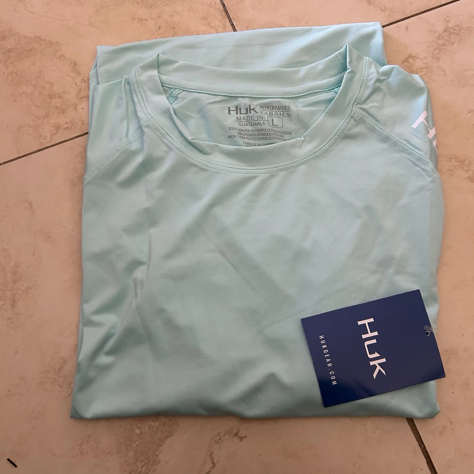 Huk Men's Sz Large Pursuit Long Sleeve Performance Fishing Shirt Sea Foam
