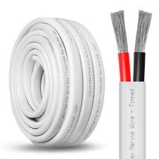 6 Gauge Duplex Marine Wire Tinned Copper Boat Cable, 20ft 6 AWG Standard USA ...