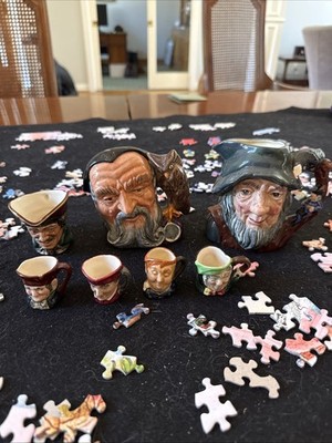Royal Doulton Figurine Mugs Antique Vintage Van Winkle Merlin Miniature Set Lot