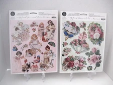 John Grossman 2 VTG 1998 Gifted Line "Little Girls"&"Rose Garden" Stickers NEW